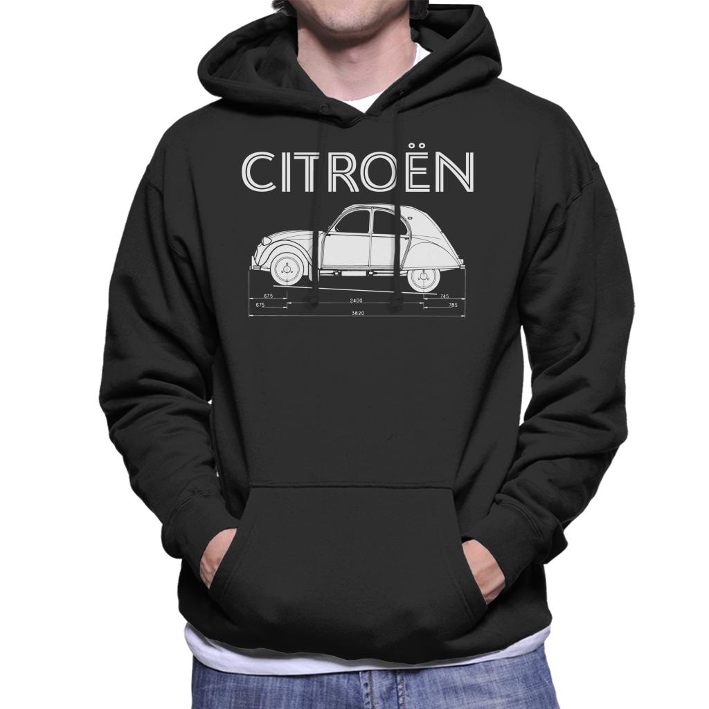 Citroën 2CV Dimensions White Diagram Men's Hooded Sweatshirt product image 1