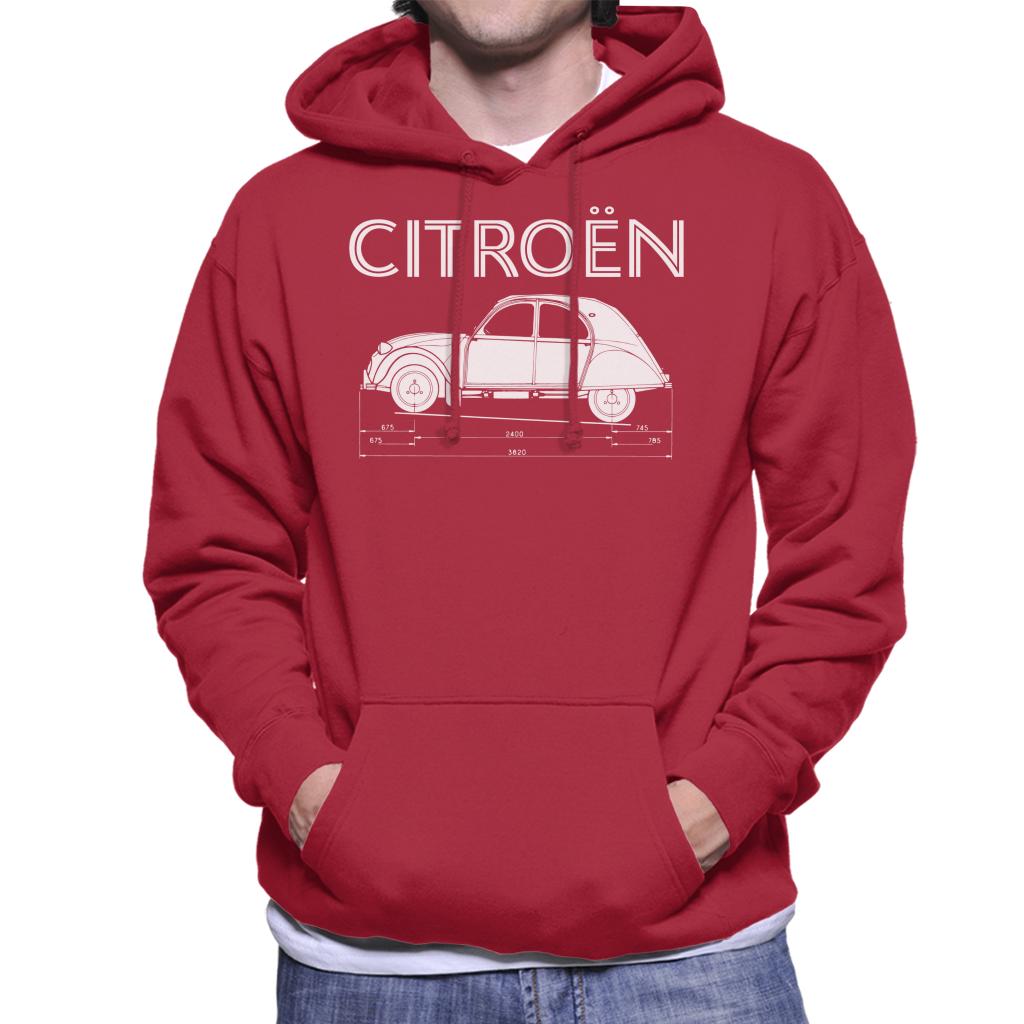 Citroën 2CV Dimensions White Diagram Men's Hooded Sweatshirt product image 6