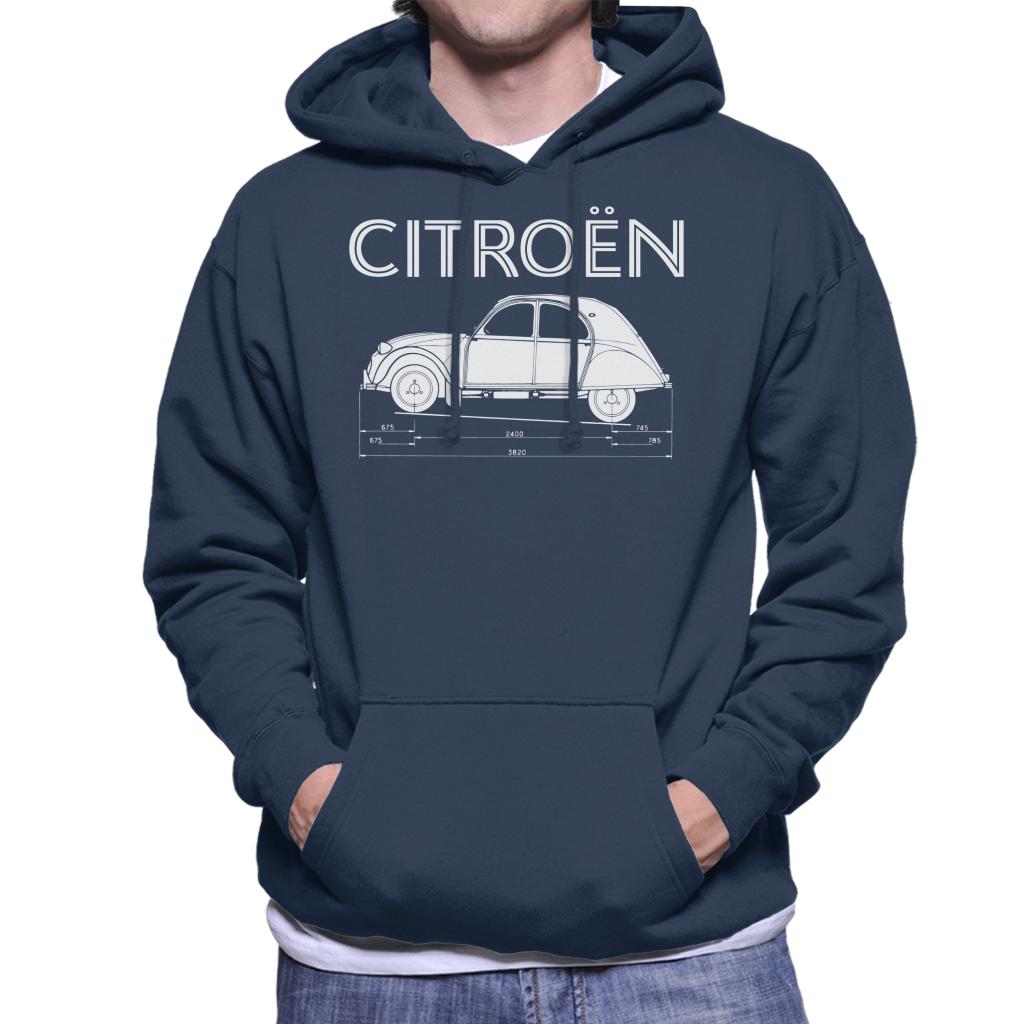 Citroën 2CV Dimensions White Diagram Men's Hooded Sweatshirt product image 4