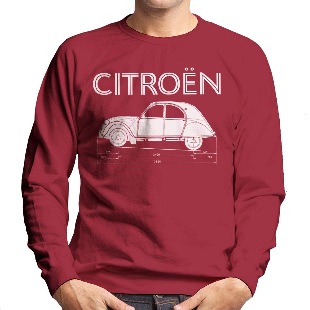 Citroën 2CV Dimensions White Diagram Men's Sweatshirt product image 6