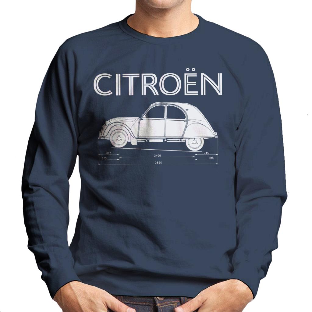 Citroën 2CV Dimensions White Diagram Men's Sweatshirt product image 4