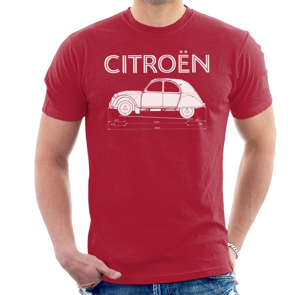 Citroën 2CV Dimensions White Diagram Men's T-Shirt product image 6