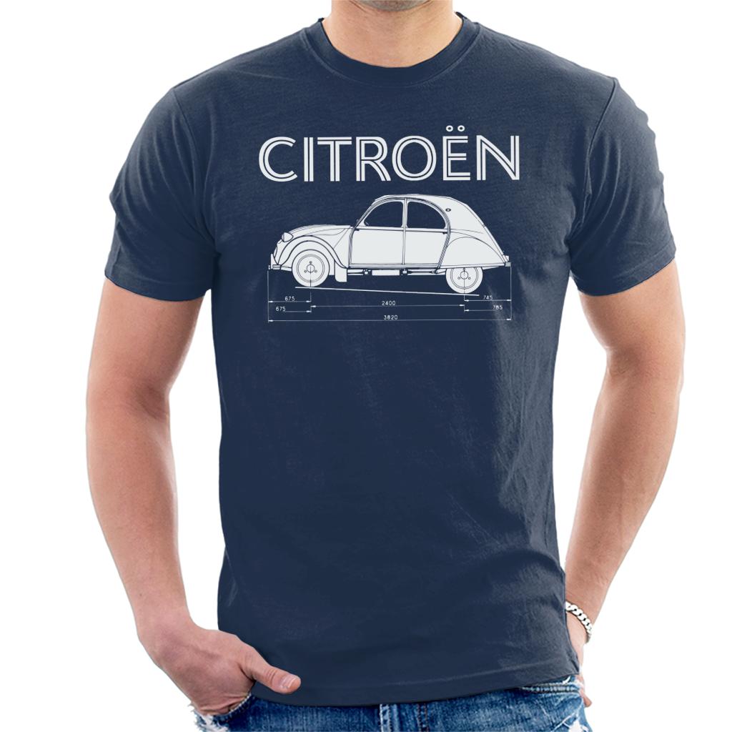 Citroën 2CV Dimensions White Diagram Men's T-Shirt product image 4