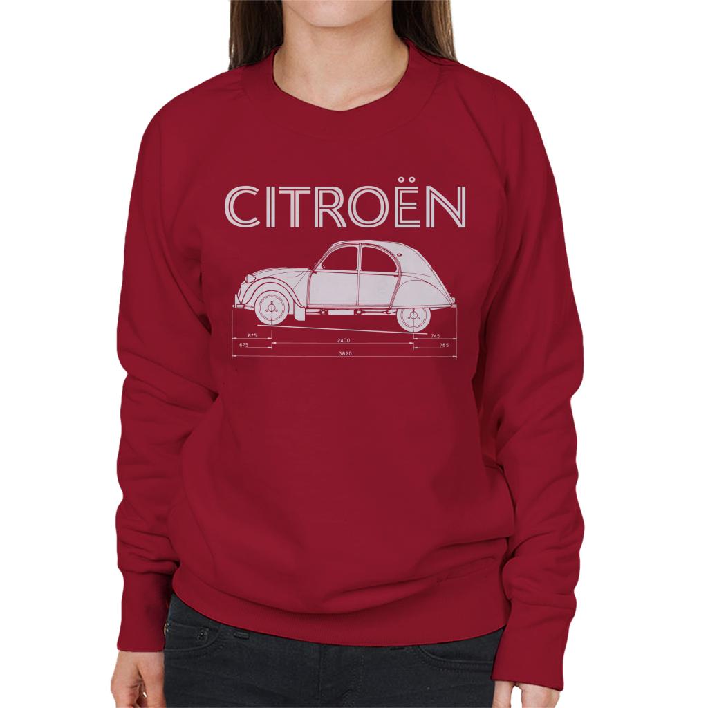 Citroën 2CV Dimensions White Diagram Women's Sweatshirt product image 6