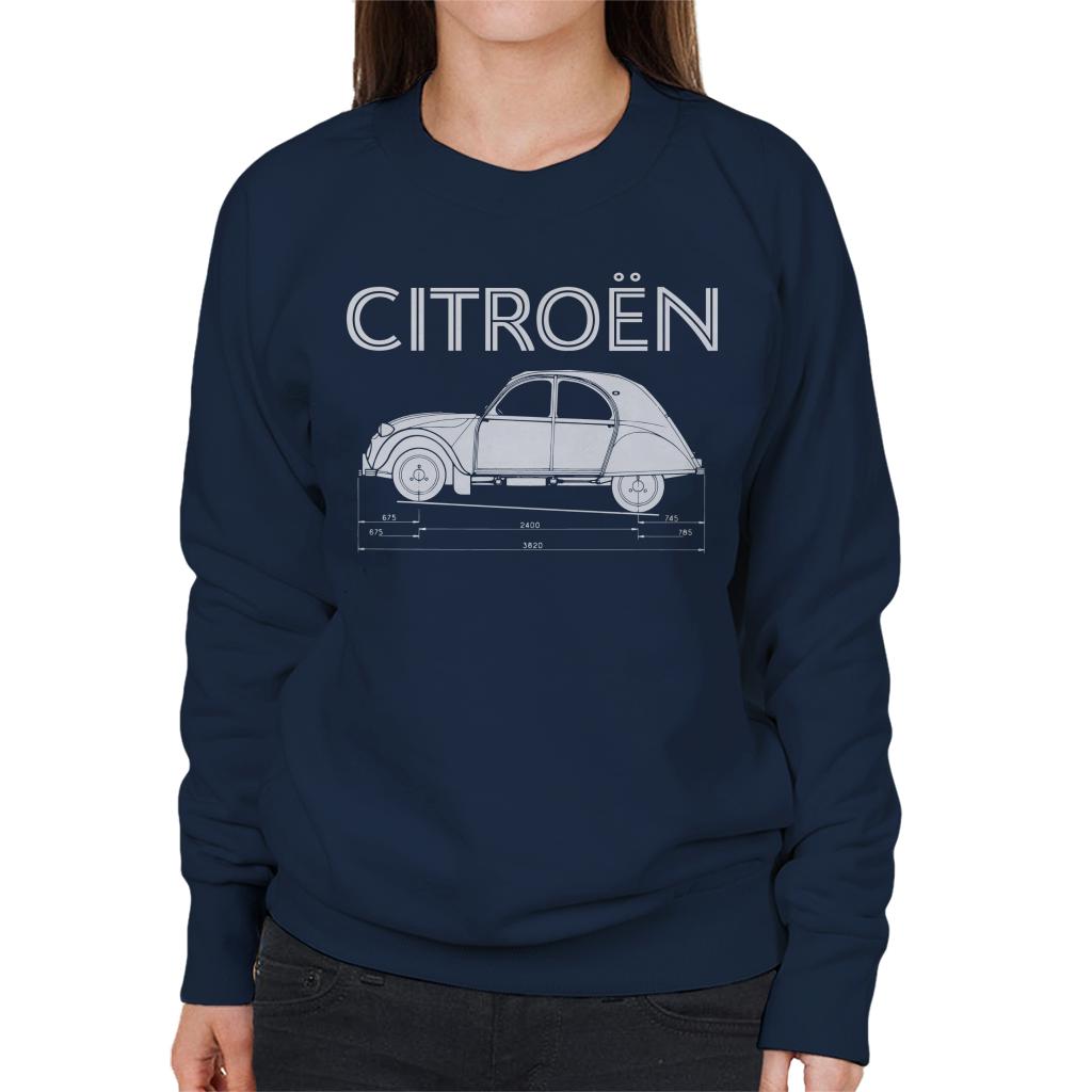 Citroën 2CV Dimensions White Diagram Women's Sweatshirt product image 4