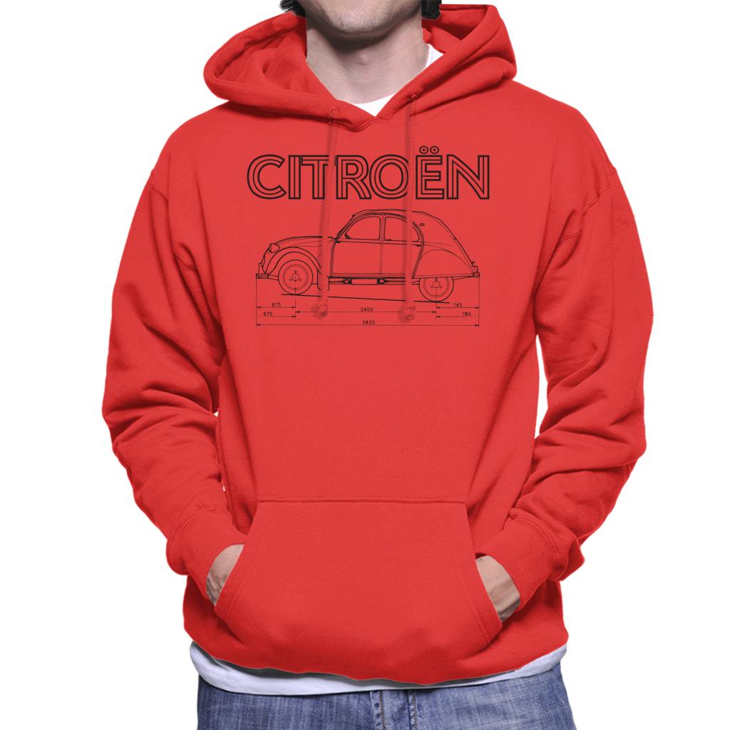 Citroën 2CV Dimensions Black Diagram Men's Hooded Sweatshirt product image 6