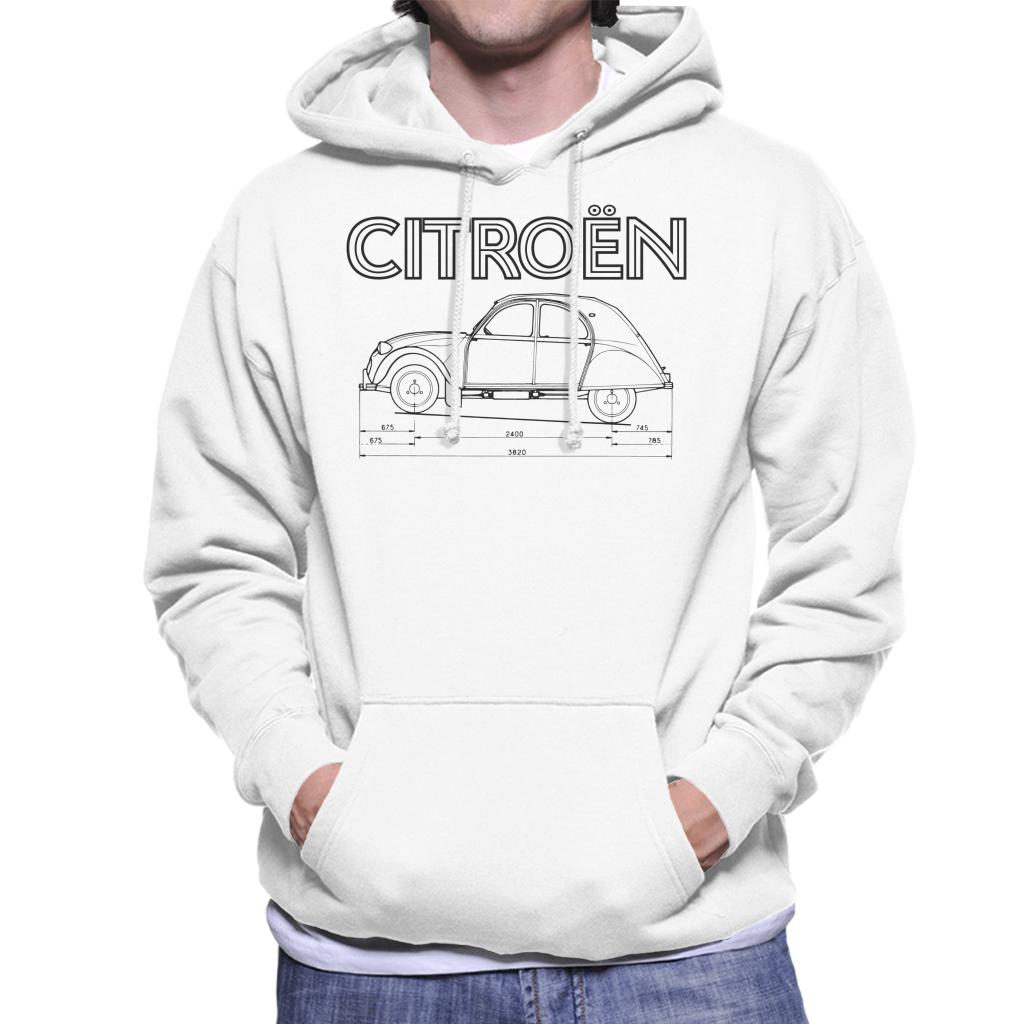 Citroën 2CV Dimensions Black Diagram Men's Hooded Sweatshirt product image 4