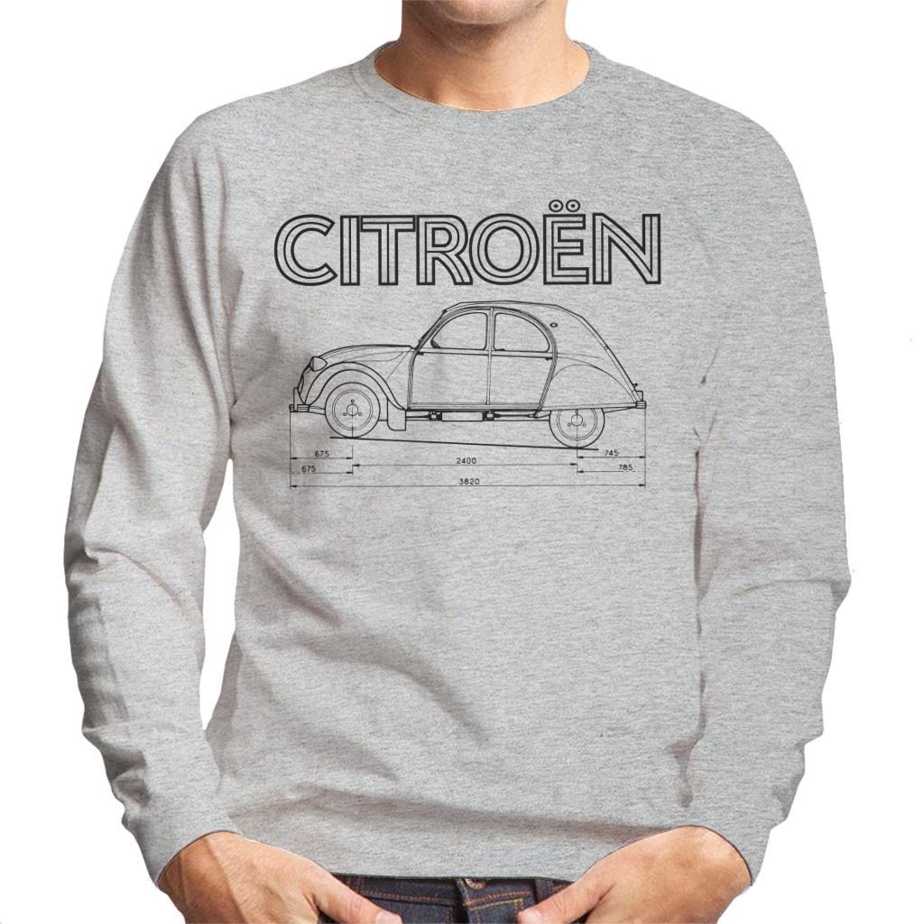 Citroën 2CV Dimensions Black Diagram Men's Sweatshirt product image 1