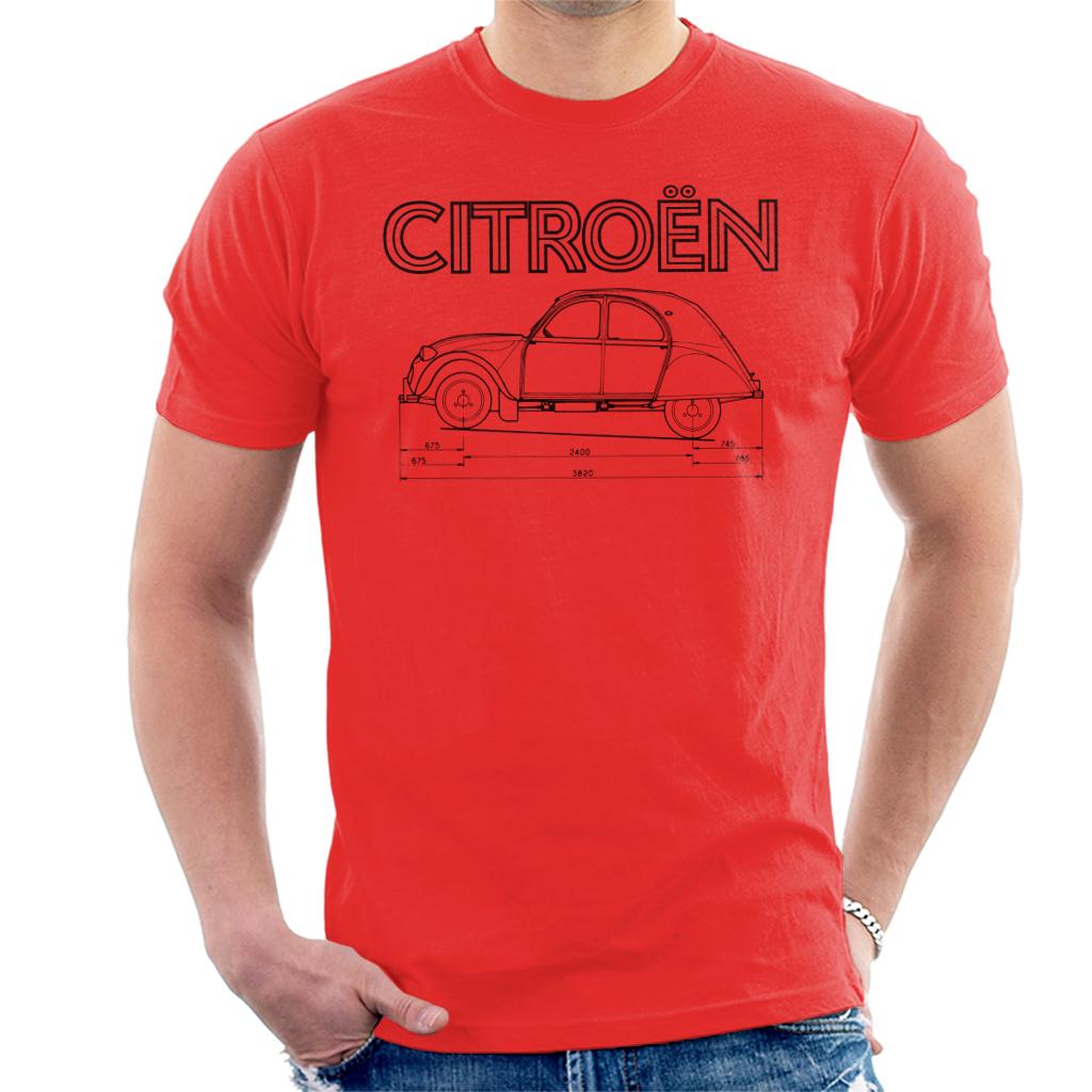 Citroën 2CV Dimensions Black Diagram Men's T-Shirt product image 6