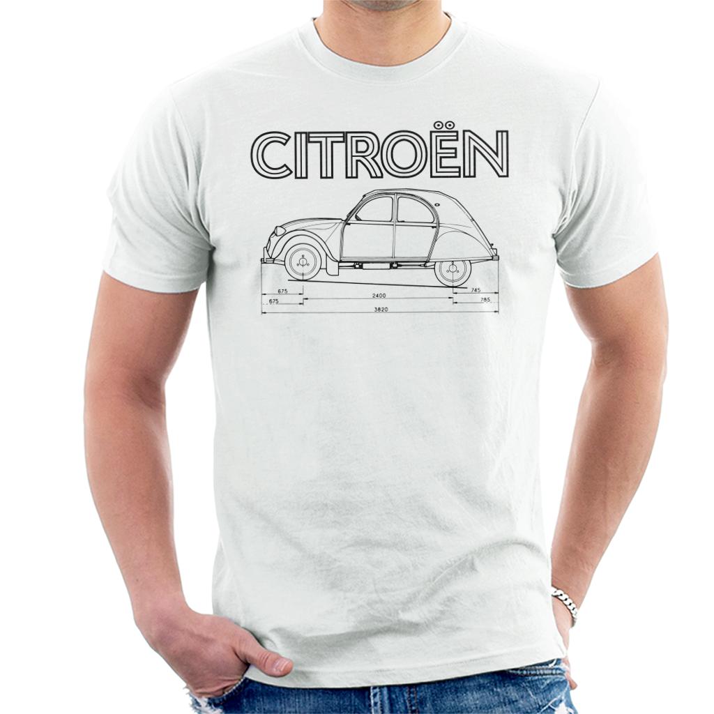 Citroën 2CV Dimensions Black Diagram Men's T-Shirt product image 4