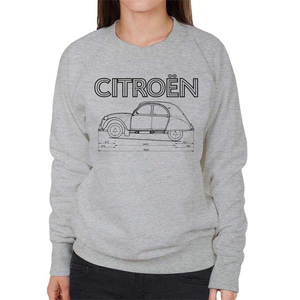 Citroën 2CV Dimensions Black Diagram Women's Sweatshirt product image 1