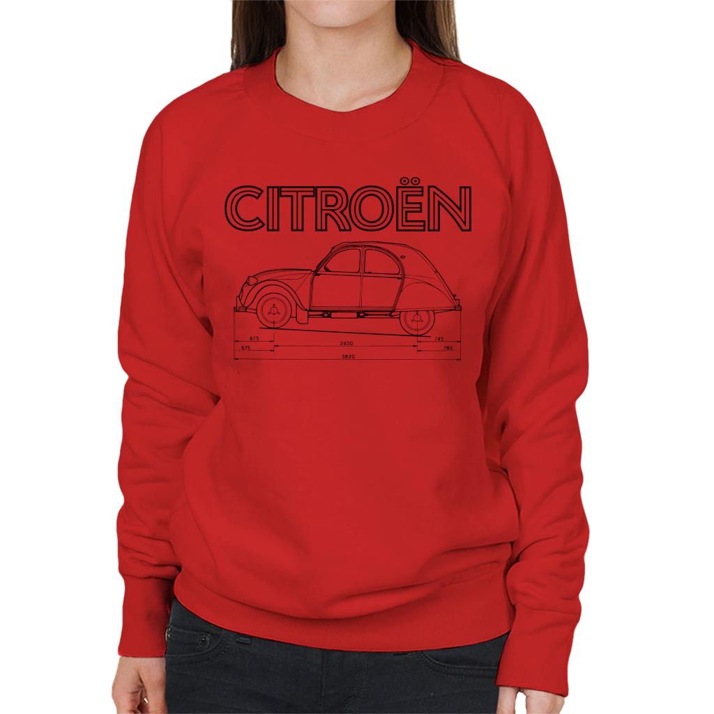 Citroën 2CV Dimensions Black Diagram Women's Sweatshirt product image 6