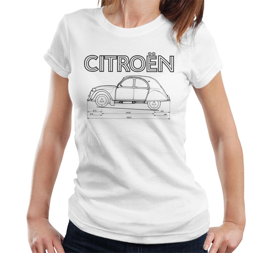 Citroën 2CV Dimensions Black Diagram Women's T-Shirt product image 4