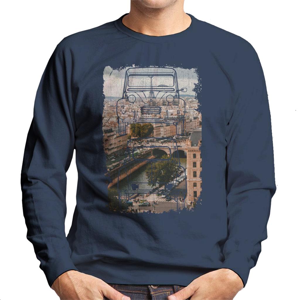 Citroën 2CV Retro Drawing Over Paris Men's Sweatshirt product image 4