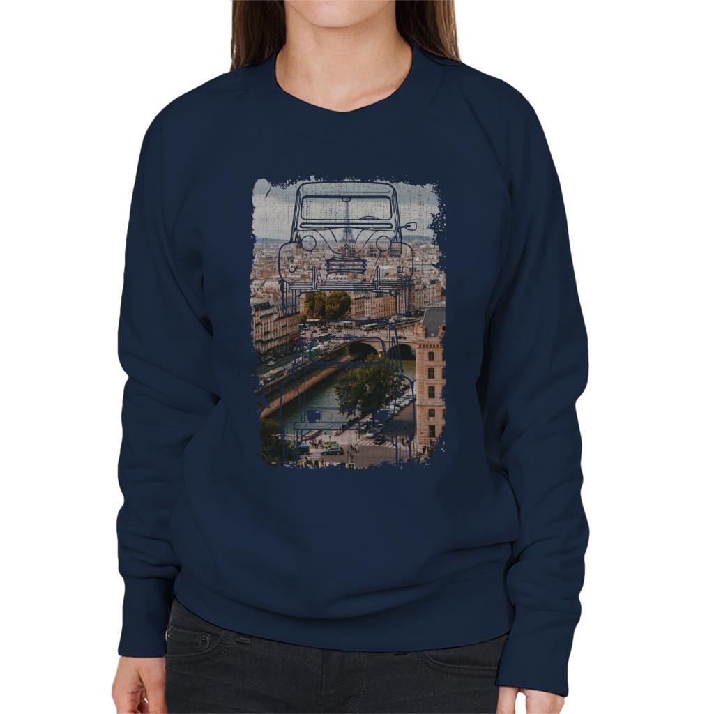 Citroën 2CV Retro Drawing Over Paris Women's Sweatshirt product image 4