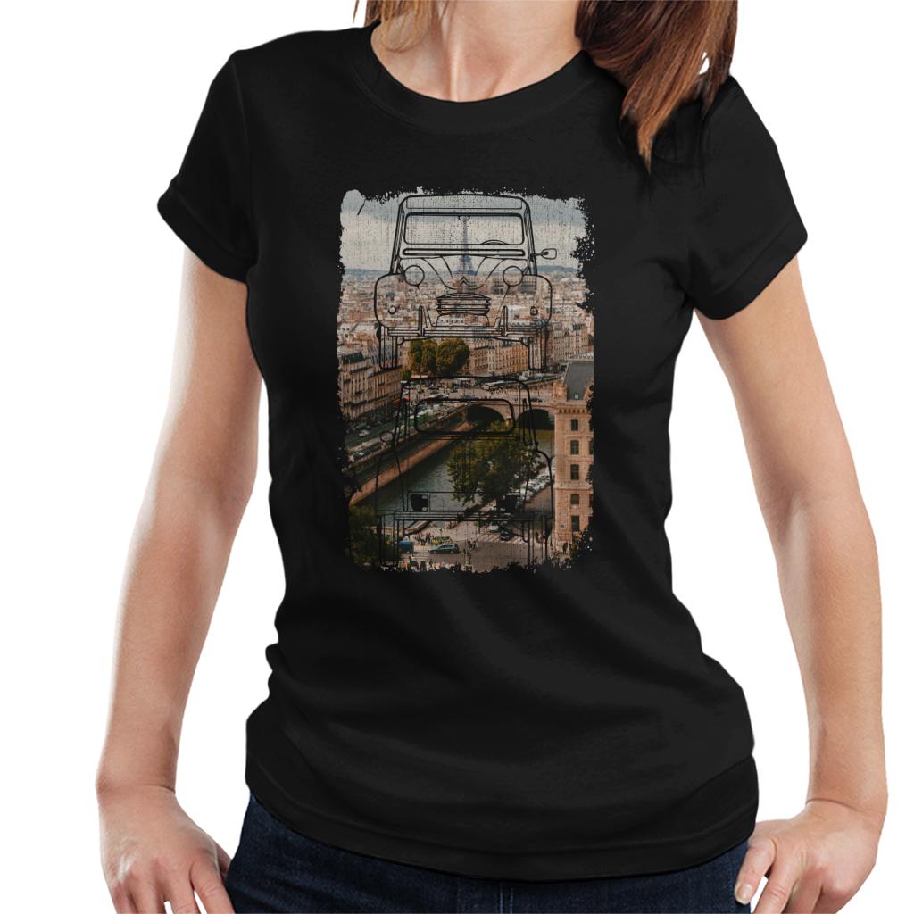 Citroën 2CV Retro Drawing Over Paris Women's T-Shirt product image 1