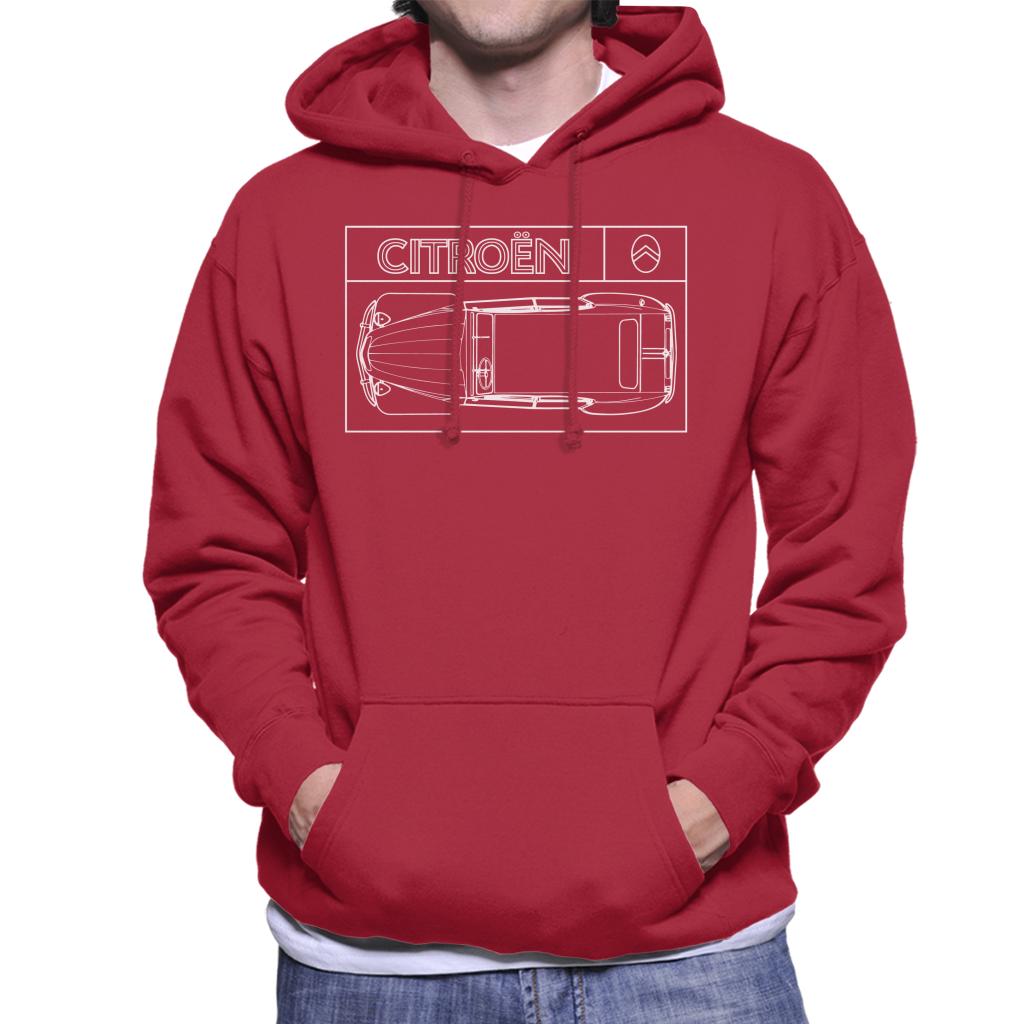Citroën 2CV White Diagram Top View Men's Hooded Sweatshirt product image 6