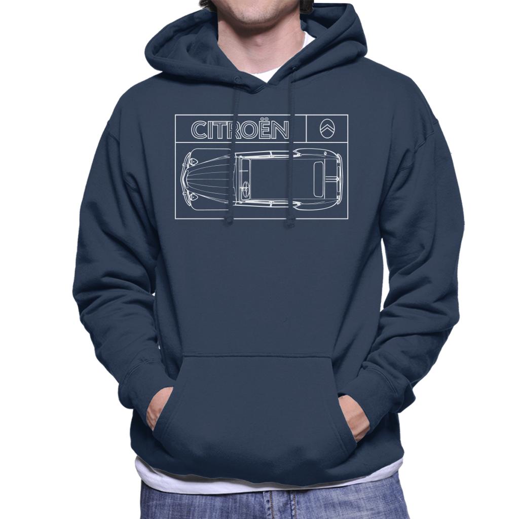 Citroën 2CV White Diagram Top View Men's Hooded Sweatshirt product image 4