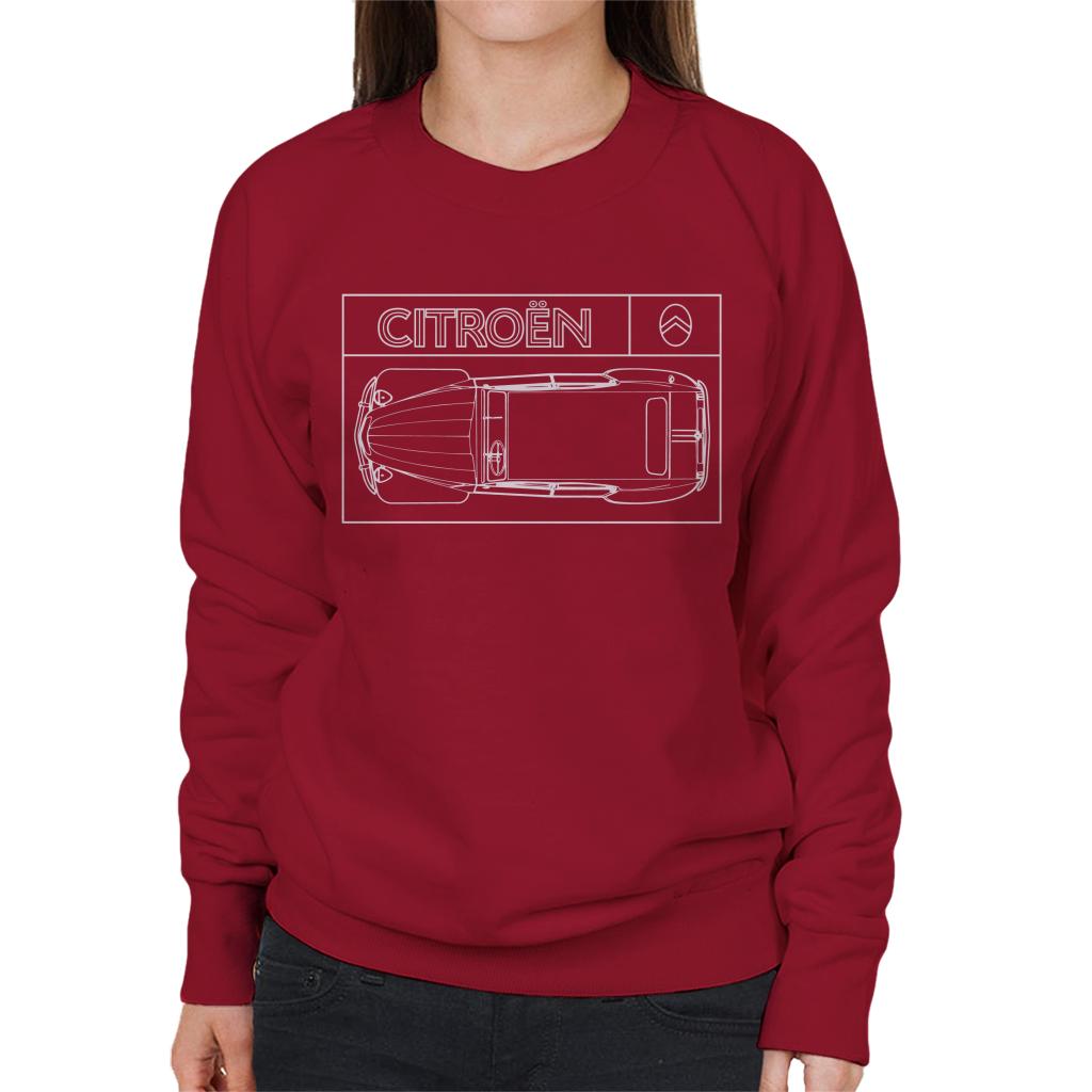 Citroën 2CV White Diagram Top View Women's Sweatshirt product image 6