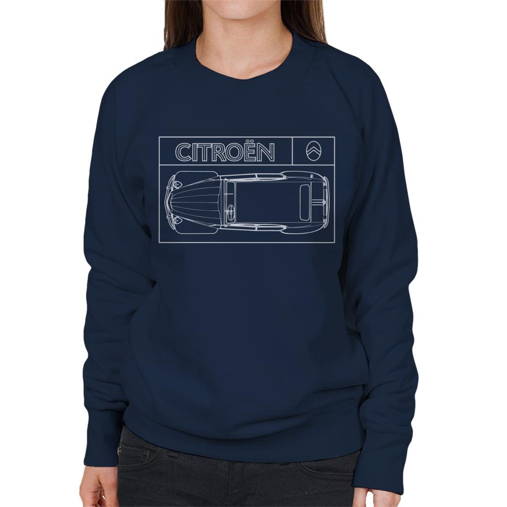 Citroën 2CV White Diagram Top View Women's Sweatshirt product image 4