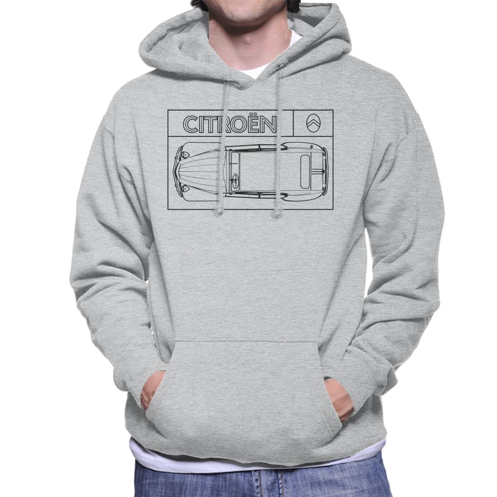 Citroën 2CV Black Diagram Top View Men's Hooded Sweatshirt product image 1