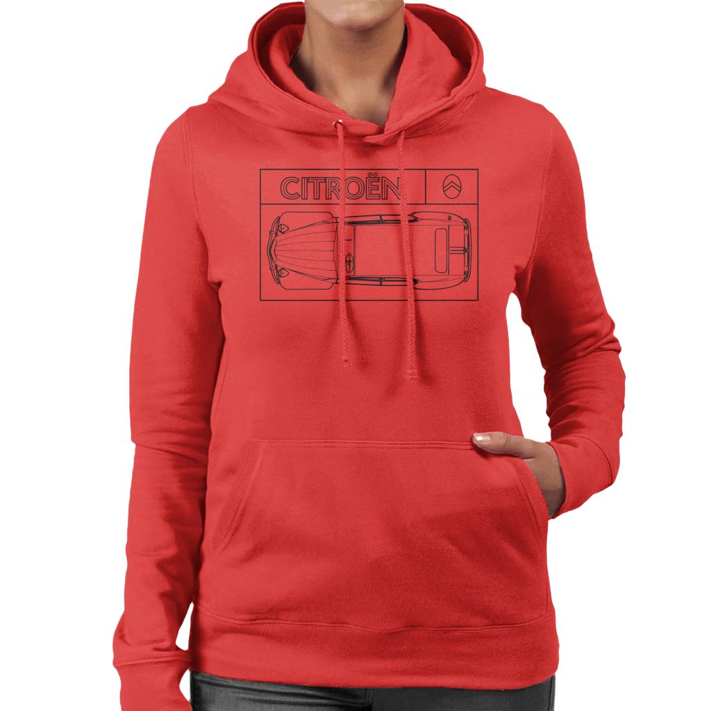 Citroën 2CV Black Diagram Top View Women's Hooded Sweatshirt product image 6