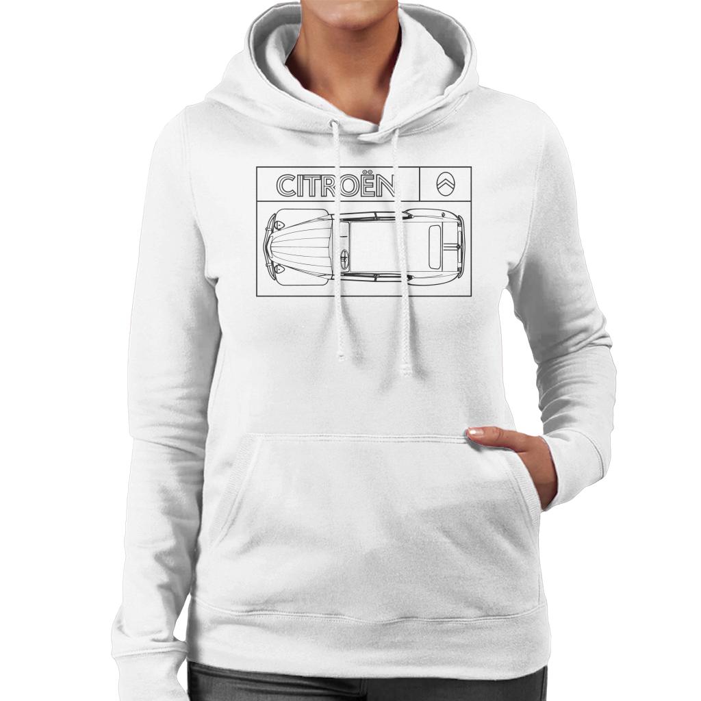 Citroën 2CV Black Diagram Top View Women's Hooded Sweatshirt product image 4