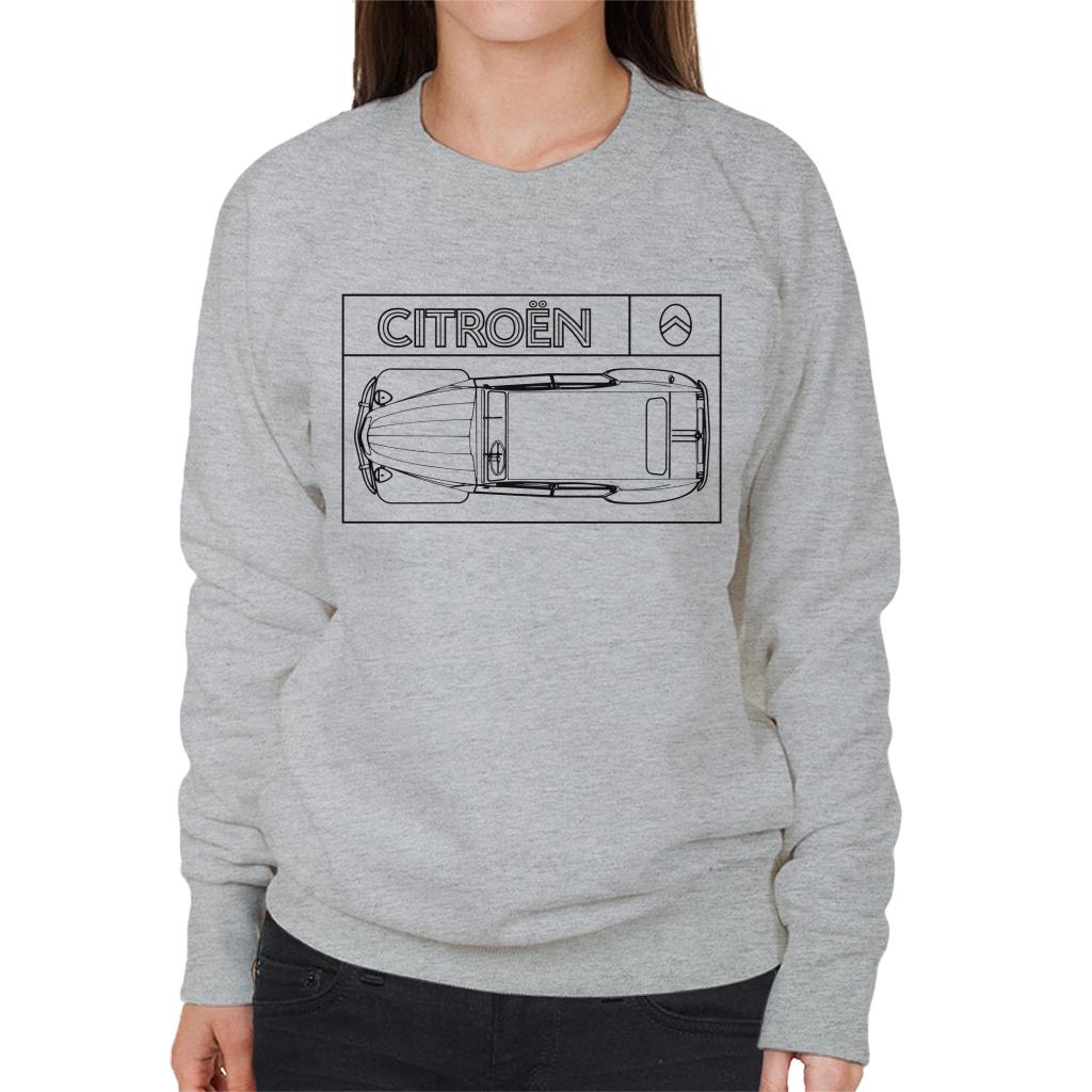 Citroën 2CV Black Diagram Top View Women's Sweatshirt product image 1