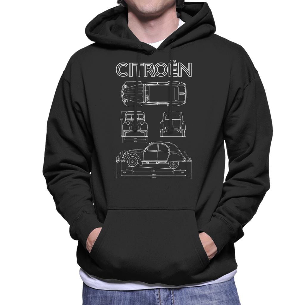 Citroën 2CV White Diagram Views Men's Hooded Sweatshirt product image 1