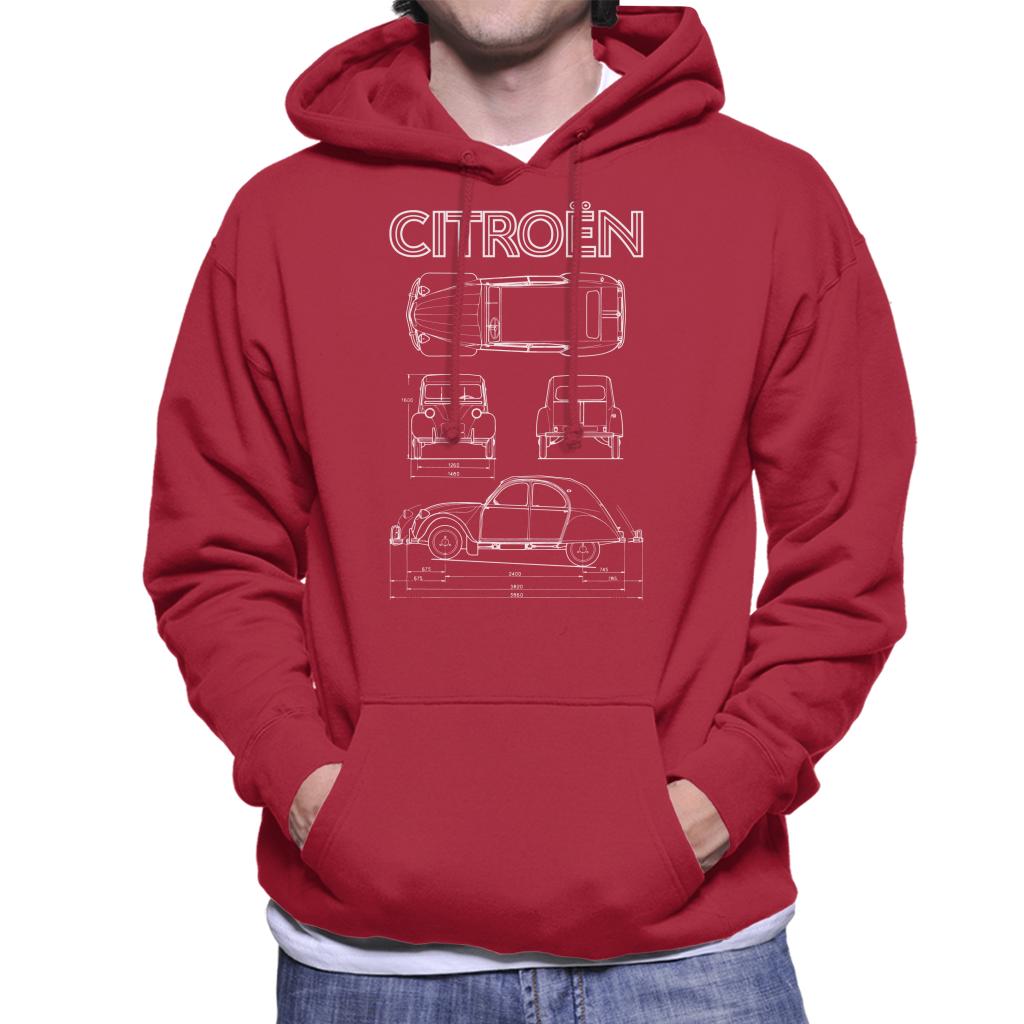 Citroën 2CV White Diagram Views Men's Hooded Sweatshirt product image 6
