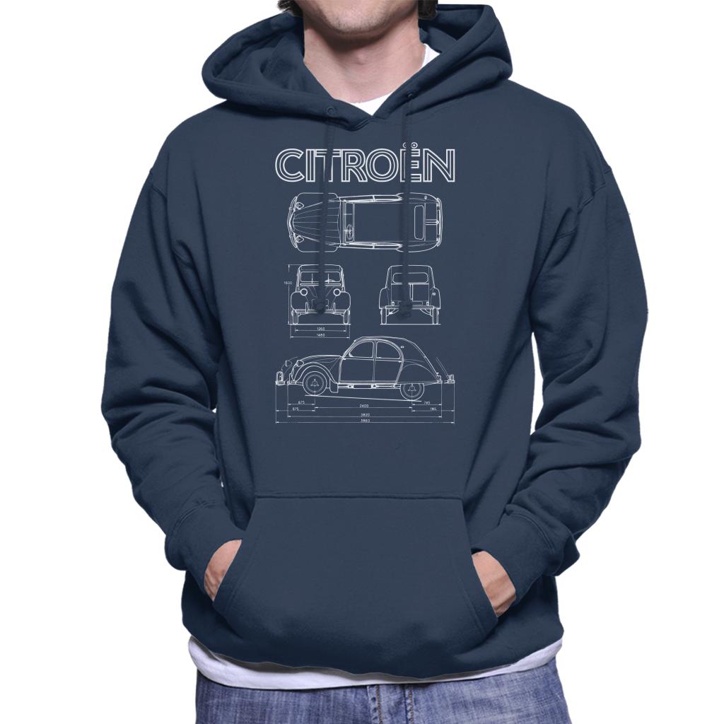 Citroën 2CV White Diagram Views Men's Hooded Sweatshirt product image 4