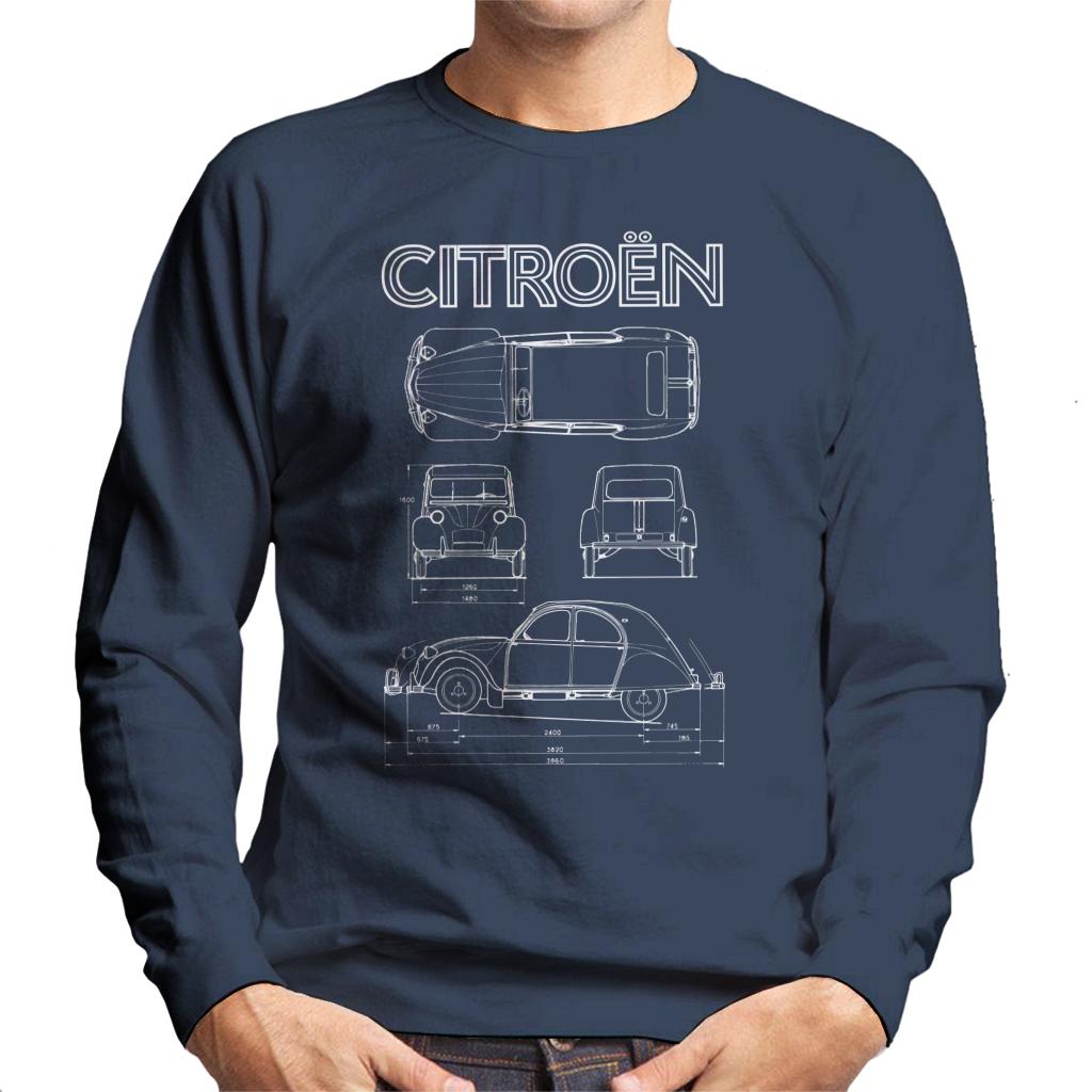 Citroën 2CV White Diagram Views Men's Sweatshirt product image 4