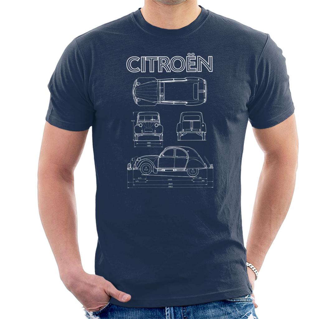 Citroën 2CV White Diagram Views Men's T-Shirt product image 4
