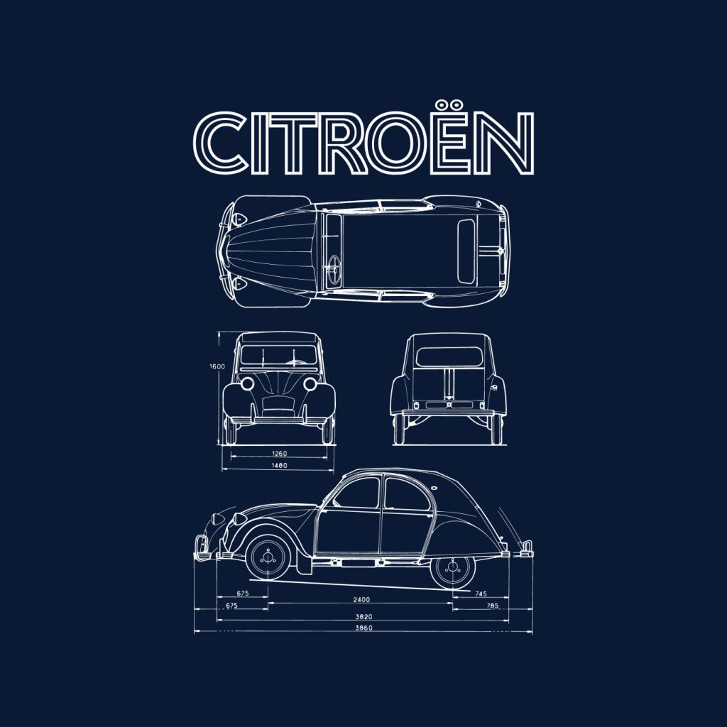 Citroën 2CV White Diagram Views Men's Hooded Sweatshirt product image 5