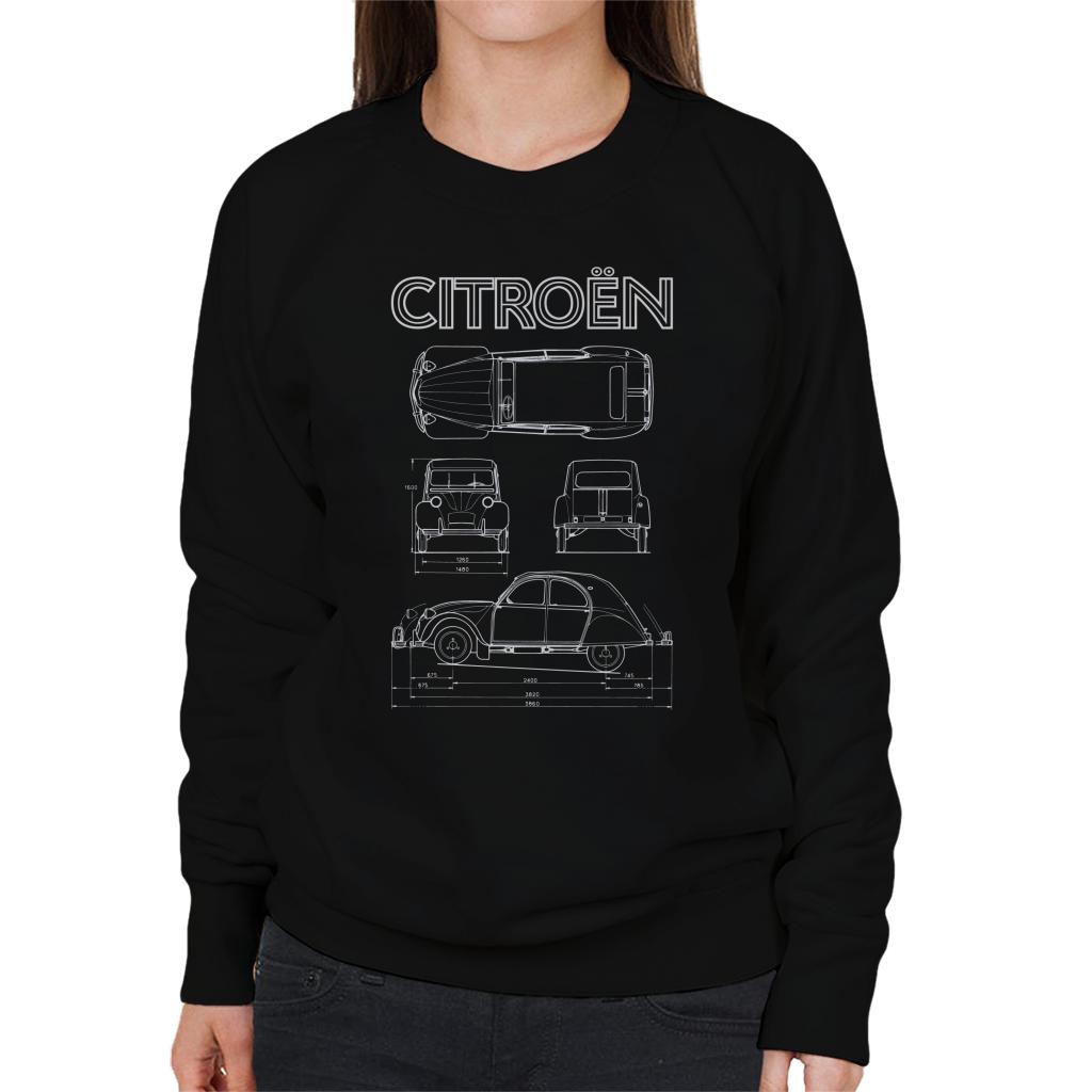 Citroën 2CV White Diagram Views Women's Sweatshirt product image 1