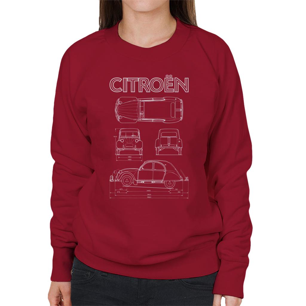 Citroën 2CV White Diagram Views Women's Sweatshirt product image 6