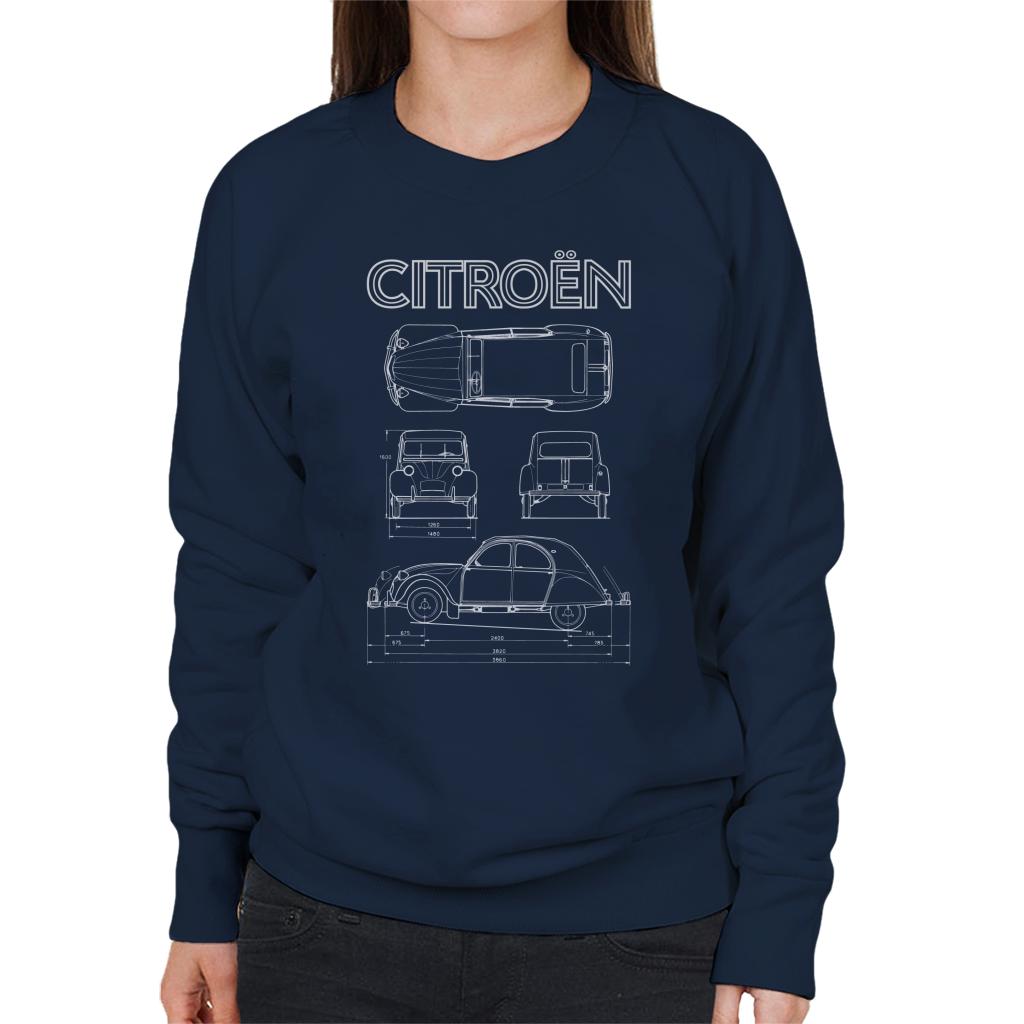 Citroën 2CV White Diagram Views Women's Sweatshirt product image 4