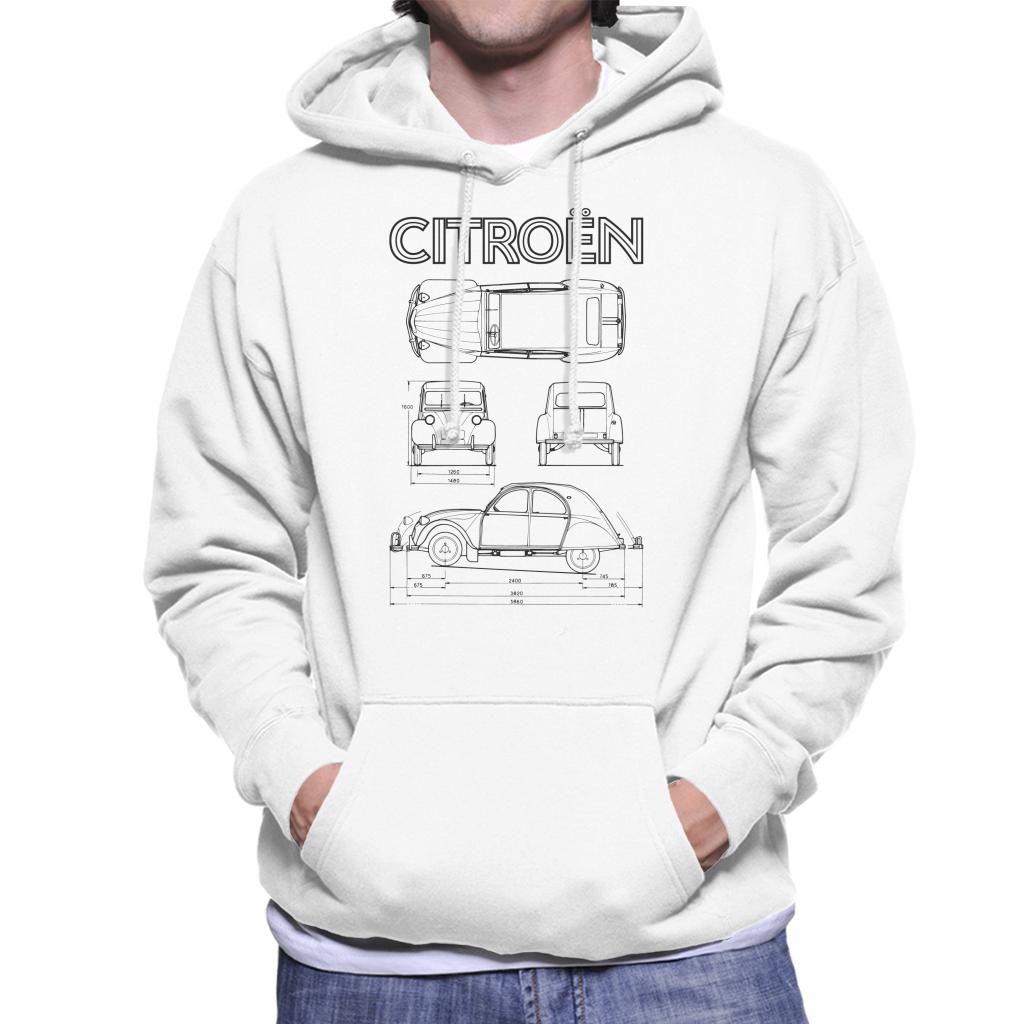 Citroën 2CV Black Diagram Views Men's Hooded Sweatshirt product image 4
