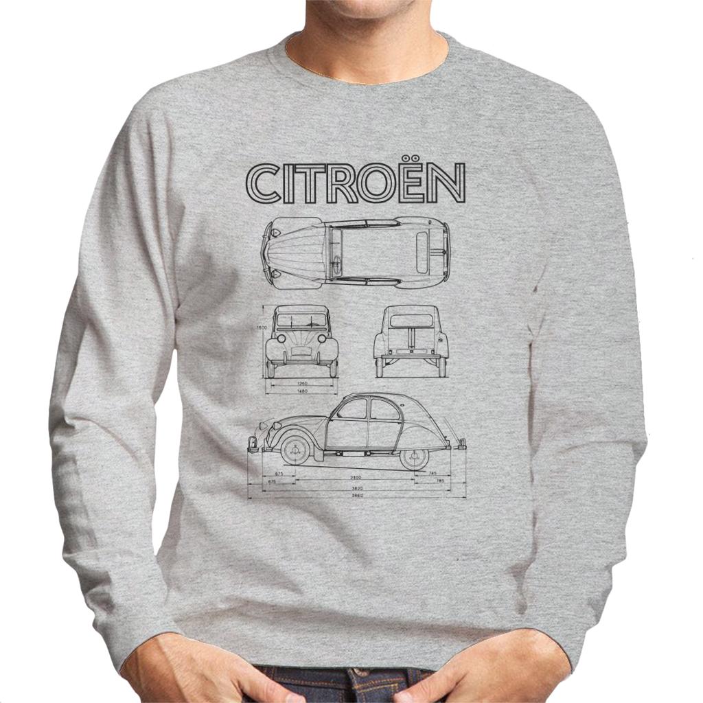 Citroën 2CV Black Diagram Views Men's Sweatshirt product image 1