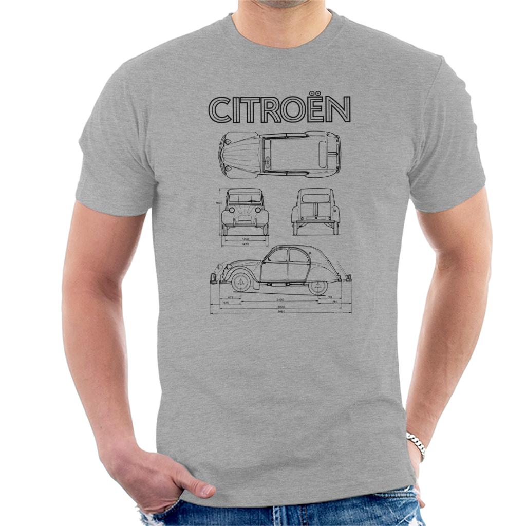 Citroën 2CV Black Diagram Views Men's T-Shirt product image 1
