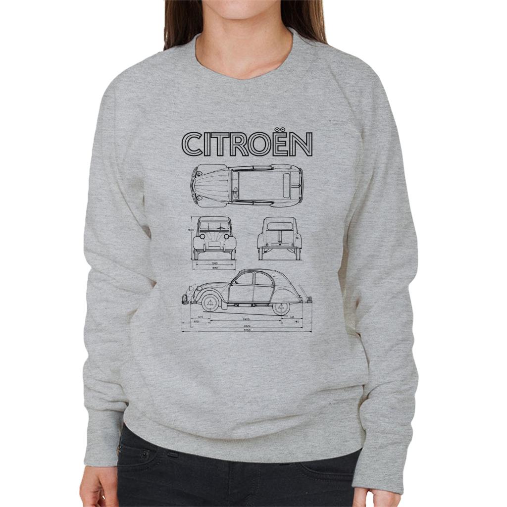 Citroën 2CV Black Diagram Views Women's Sweatshirt product image 1
