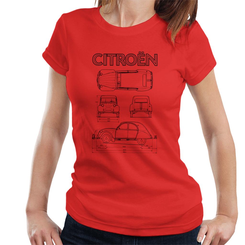 Citroën 2CV Black Diagram Views Women's T-Shirt product image 6