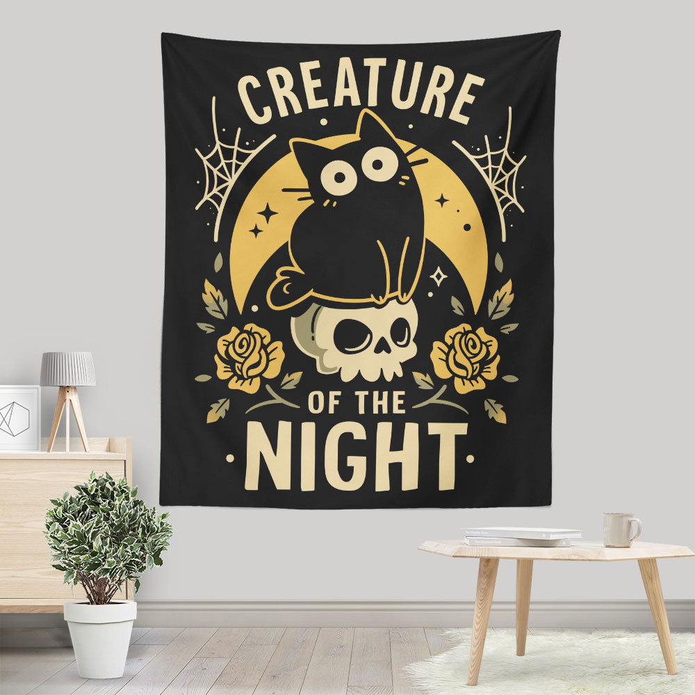 Gothic Night Cat - Wall Tapestry