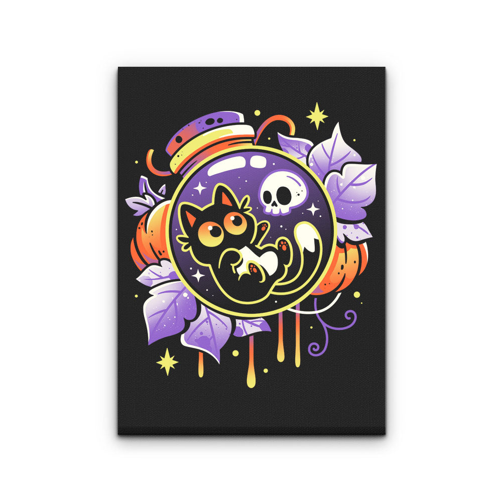 Halloween Bottled Kitten - Canvas Print