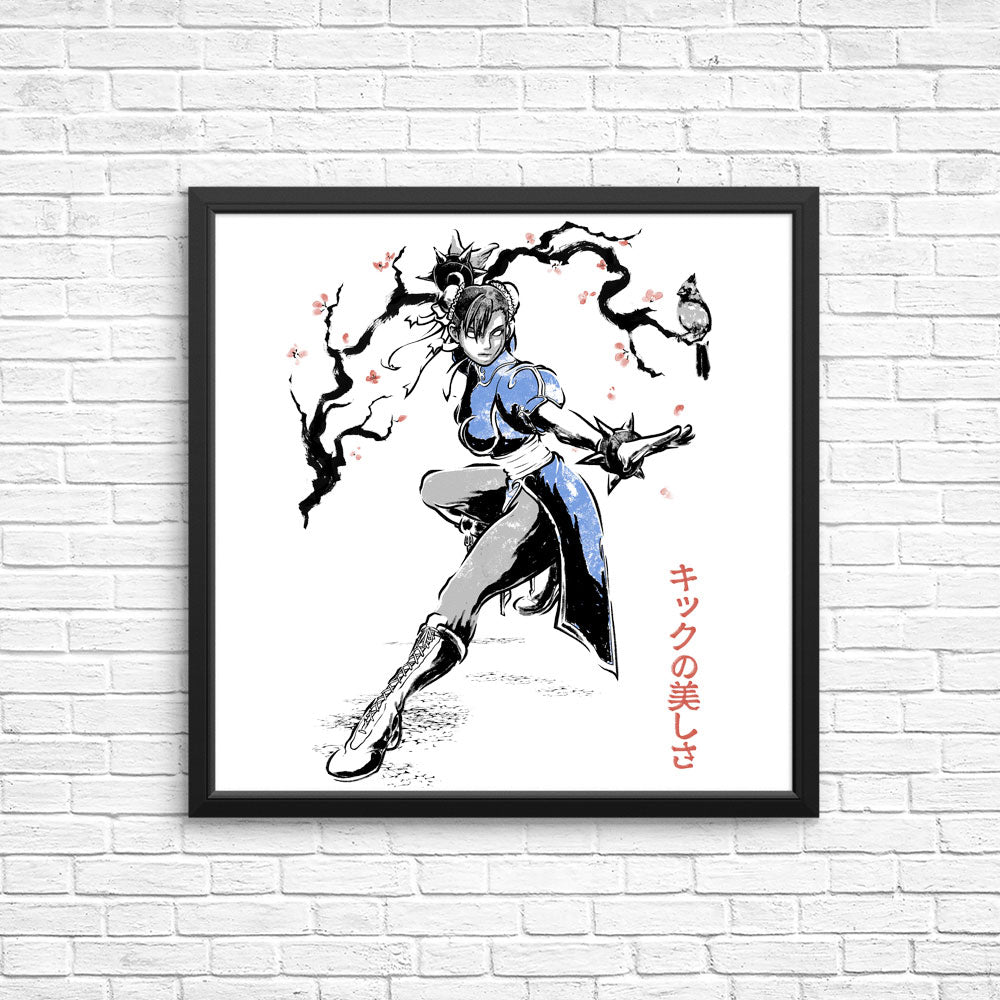 Kicking Beauty Sumi-e - Posters & Prints