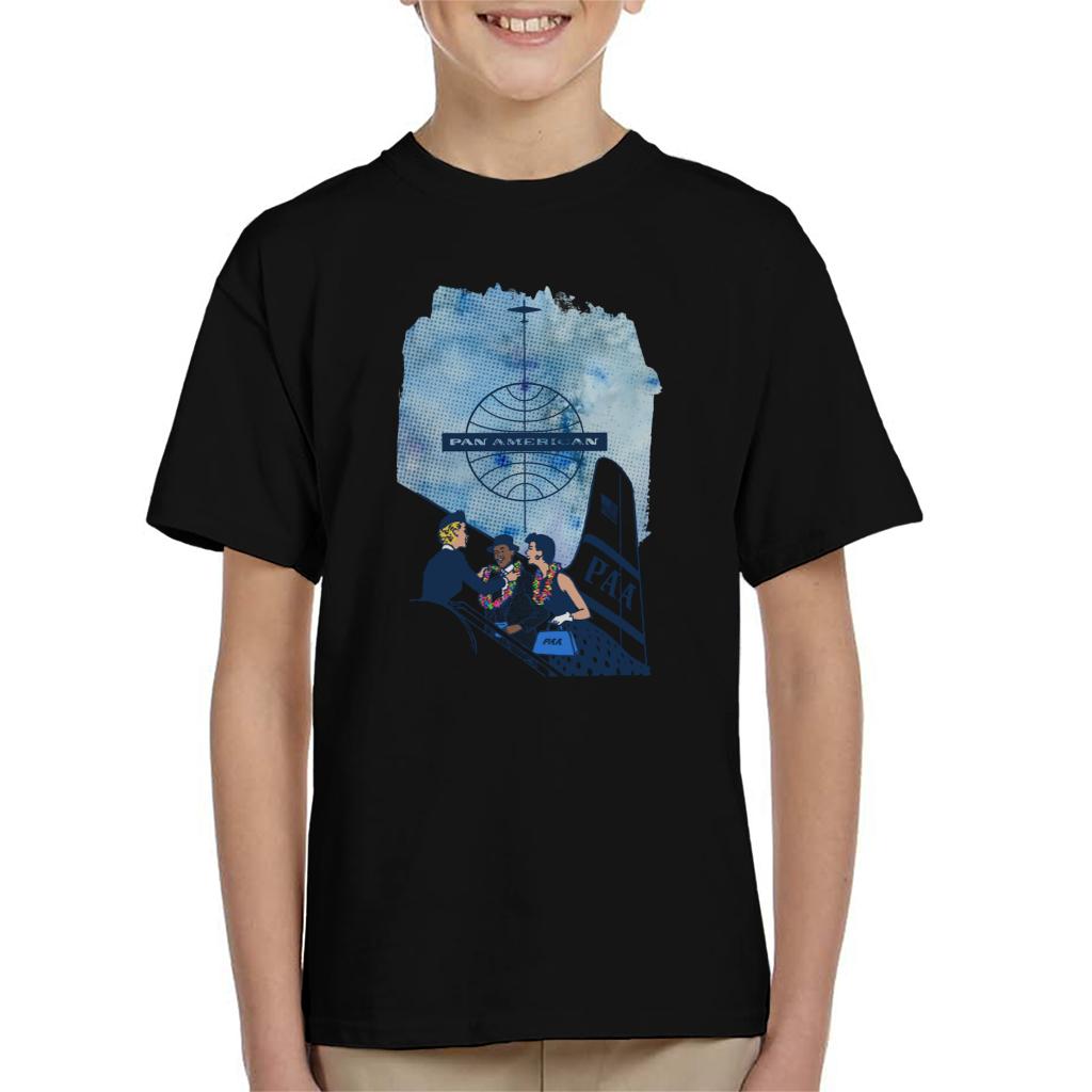 Pan Am Hostess Placing Rainbow Lei On Customer Kid's T-Shirt product image 1