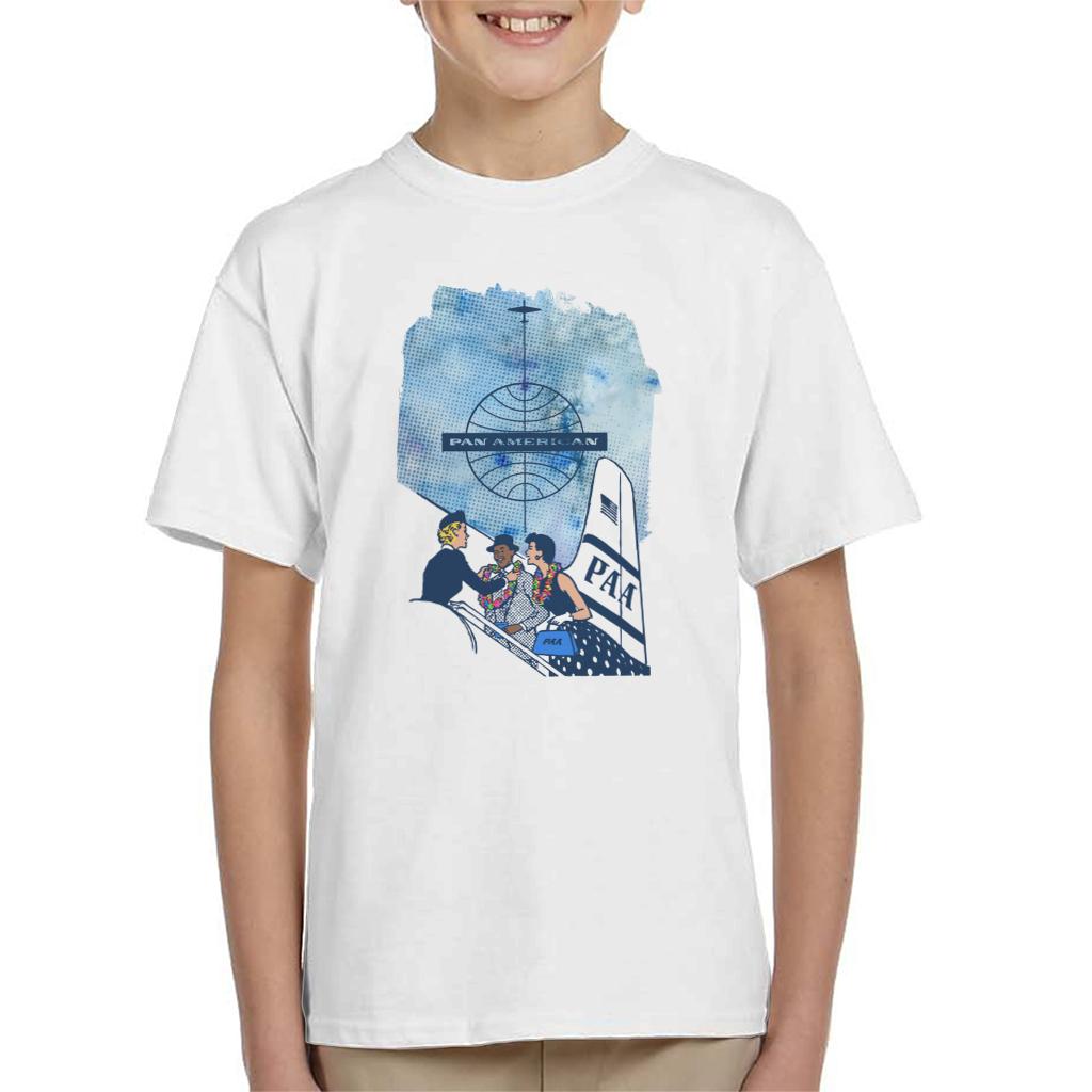 Pan Am Hostess Placing Rainbow Lei On Customer Kid's T-Shirt product image 4