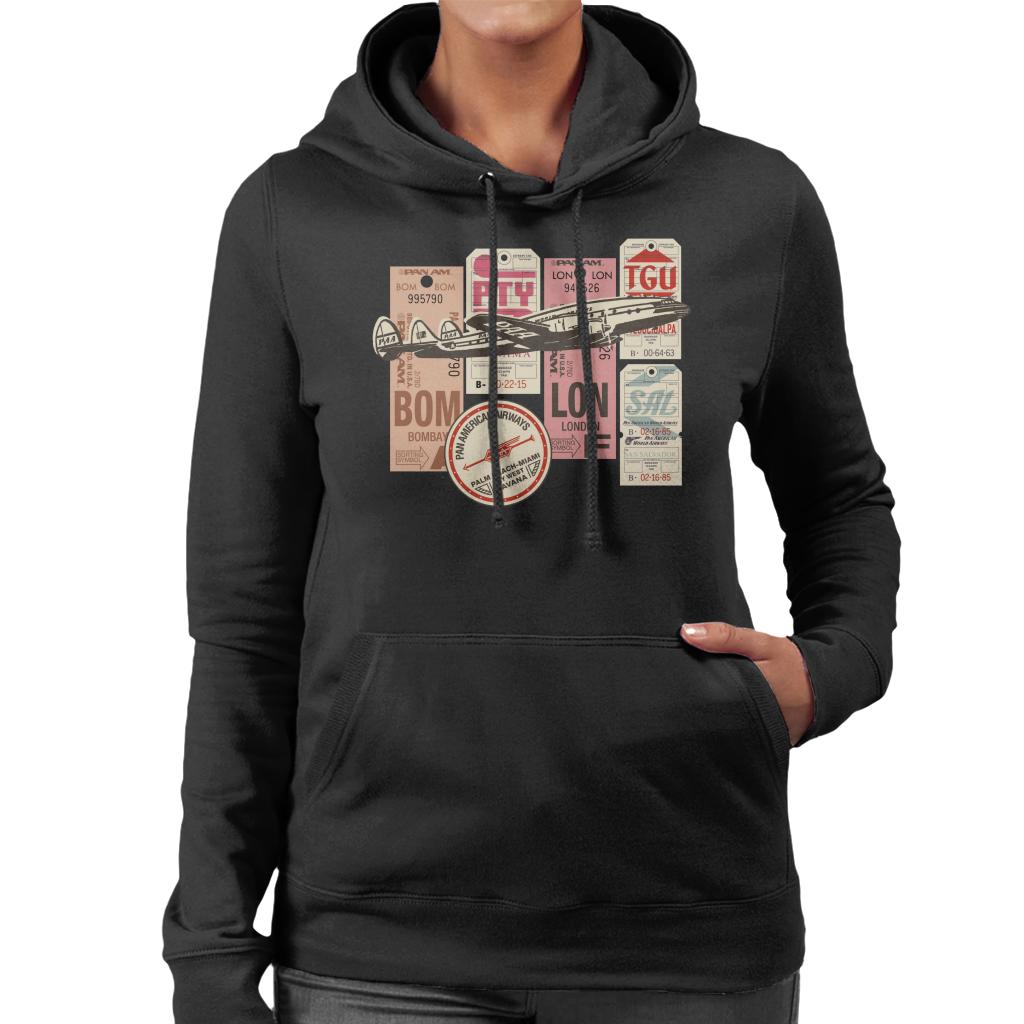 Pan Am Baggage Tags Montage Women's Hooded Sweatshirt product image 1