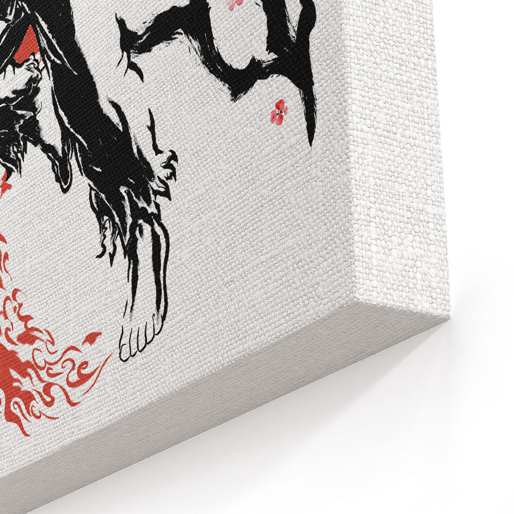 Scarlet Flame Sumi-e - Canvas Print