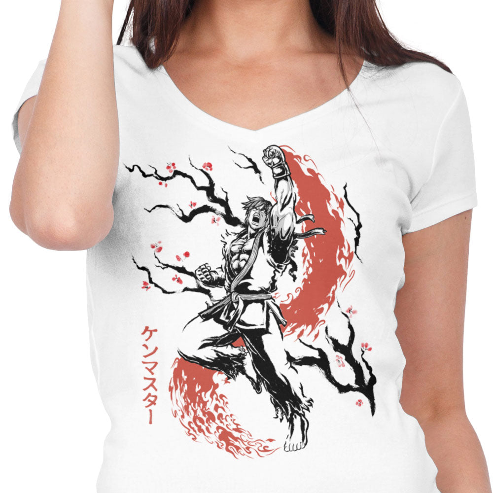 Scarlet Flame Sumi-e - Women's V-Neck product image 3